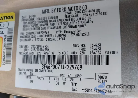 2018 Ford Fusion S from USA, damaged, VIN 3FA6P0G71JR229769